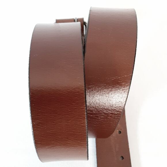 Heavy Leather Belt 34 Waist Off Center Pin And Punch Holes Caramel Brown - Picture 8 of 12